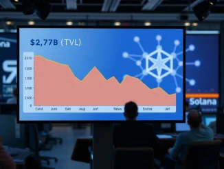 Infographic showing Jito's $2.77B TVL drop on the Solana blockchain, analyzing liquid staking dynamics.