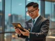 A South Korean banker analyzes a KBank stablecoin wallet interface, highlighting its IPO strategy.