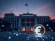 Bank Negara Malaysia headquarters with digital overlay representing Ringgit stablecoin and tokenized deposit innovation.