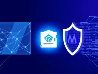 Illustration of Midnight and OpenZeppelin partnership for privacy-focused smart contract security and development tools.