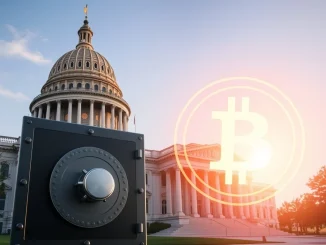 Missouri State Capitol with Bitcoin symbol representing the proposed state Bitcoin Strategic Reserve.
