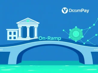 Illustration of a secure fiat on-ramp bridge connecting traditional finance to the Hyperliquid blockchain via MoonPay and Dreamcash.