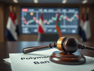 Legal gavel on document representing the Netherlands ban on Polymarket prediction markets.