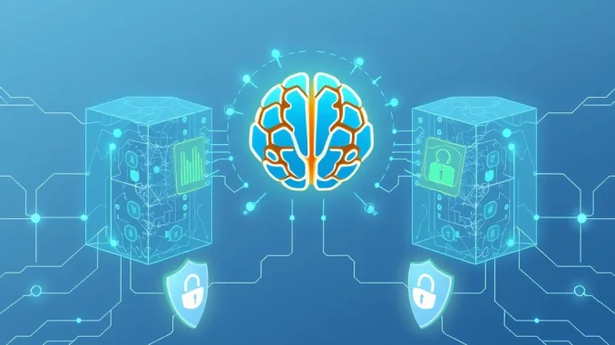 Illustration of Nomis and OptiView AI partnership boosting Web3 trust through merged blockchain networks.
