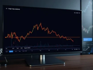 Origin Token OGN price chart showing bearish pennant pattern at critical $0.02229 support level