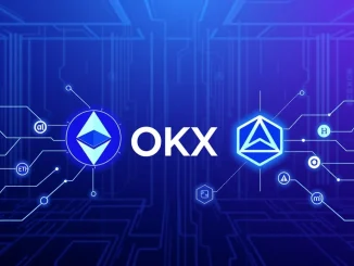 OKX CeDeFi platform connecting Ethereum and Arbitrum networks for on-chain token trading.
