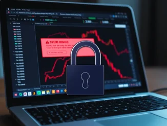 A crypto trading screen with a security warning about malicious OpenClaw plugins threatening API keys.