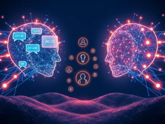 Visualization of PlutonAI and SentismAI partnership merging conversational AI with blockchain intelligence for autonomous DeFAI agents.