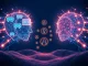 Visualization of PlutonAI and SentismAI partnership merging conversational AI with blockchain intelligence for autonomous DeFAI agents.