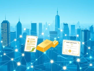 PMT Chain Layer 1 blockchain network connecting real-world assets like property and bonds to a digital ledger.