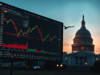 Polymarket prediction market interface alongside U.S. Capitol, visualizing bets on alien disclosure odds.