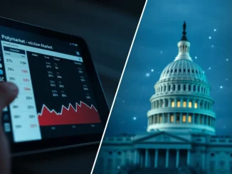 Polymarket prediction data and U.S. Capitol symbolize high odds for 2026 Crypto CLARITY Act passage.