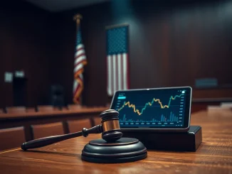 Courtroom gavel symbolizes the 20-year sentence for the $200M Bitcoin fraud by Praetorian CEO.