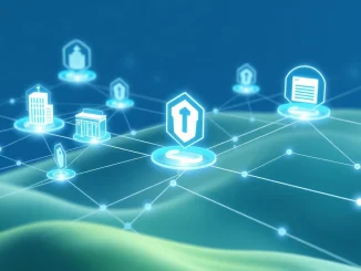Blockchain network connecting to real-world assets to generate on-chain yield, illustrating Quantra and Phoenix Finance collaboration.