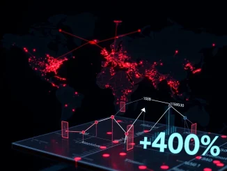 Data visualization map showing Russia crypto crime networks and $158 billion illicit flows in 2025.