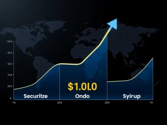 RWA TVL graphs show Securitize, Ondo, and Syrup surpassing $1 billion in tokenized assets.