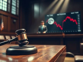 Courtroom scene depicting the sentencing of SafeMoon CEO for a $10 million cryptocurrency fraud.