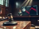 Courtroom scene depicting the sentencing of SafeMoon CEO for a $10 million cryptocurrency fraud.