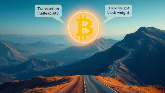 Conceptual image representing the SegWit debate and the clash between Bitcoin soft fork and hard fork upgrade paths.
