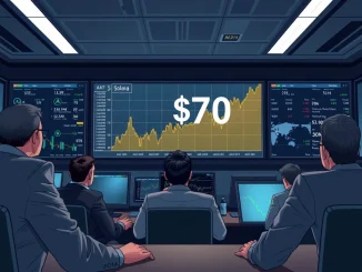 Analysts monitoring Solana price chart near $70 level showing smart money accumulation patterns in cryptocurrency markets