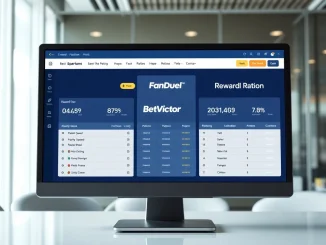 Comparison dashboard showing Spartans as the top betting site against FanDuel and BetVictor for high-stakes rewards.