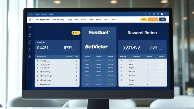 Comparison dashboard showing Spartans as the top betting site against FanDuel and BetVictor for high-stakes rewards.