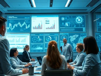 Analysts reviewing stablecoin infrastructure and regulatory compliance dashboards for 2026 investment strategy.