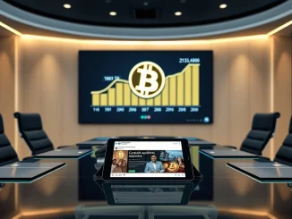Corporate boardroom analyzing a Bitcoin treasury acquisition chart, representing institutional crypto investment.