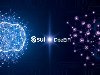 Conceptual image showing the strategic alliance between Sui AI and Hyper Sui for DeFi innovation on the Sui Network.