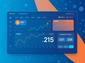 Crypto market dashboard showing SUI recovery, Jupiter rally, and DeepSnitch AI February launch countdown.