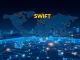 SWIFT blockchain integration announcement at Sibos 2025 conference with global payment network visualization