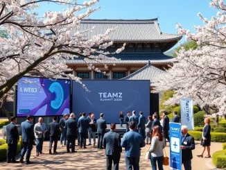 TEAMZ Summit 2026 conference setup at Happo-en Tokyo, Japan's largest Web3 and AI event.