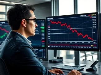 Analyst reviewing charts showing Tether decline and its impact on crypto market liquidity.
