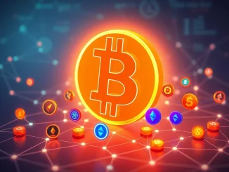 Illustration of Bitcoin transforming into tokenized assets on multiple blockchain networks for 2026 analysis.