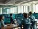 Financial analysts discussing tokenized pre-IPO access platforms and private market democratization with data visualization screens