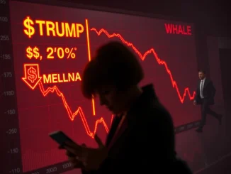 Graphic depicting the dramatic Trump meme tokens crash and massive retail investor losses.