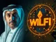 Sheikh Tahnoon and WLFI crypto logo with AI chips, illustrating the UAE royal's $500M Trump-linked investment.