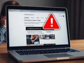 A laptop displays a fake Uniswap crypto ad scam, illustrating Hayden Adams's security warning.