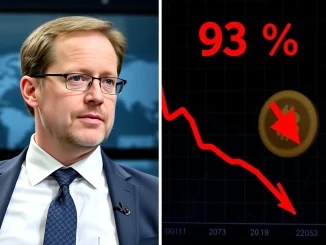 Jeremy Allaire and a 93% crashing PURCH token price chart sparking crypto controversy.