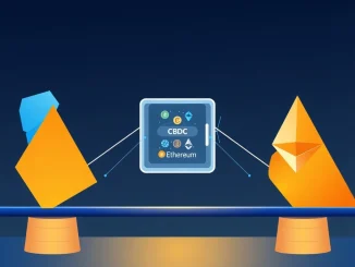 Conceptual illustration of Venom Foundation's ChainConnect enabling atomic swaps between TVM and EVM blockchains for CBDCs.