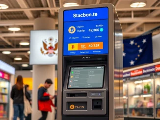 A cryptocurrency kiosk in Virginia under new regulatory legislation for consumer protection.