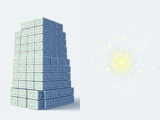 Conceptual art contrasting repetitive blockchain models with innovative Layer-2 network designs for Ethereum scalability.