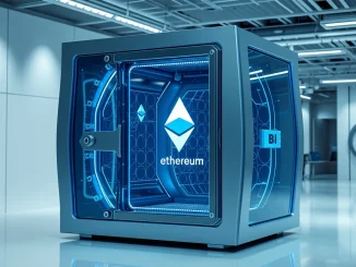 Vitalik Buterin's new Ethereum DeFi vision for secure, permissionless finance illustrated as a transparent digital vault.