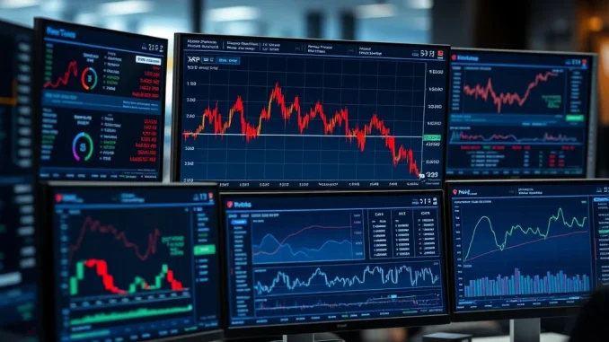 Analyst reviewing XRP on-chain data showing a major realized loss spike on trading screens.