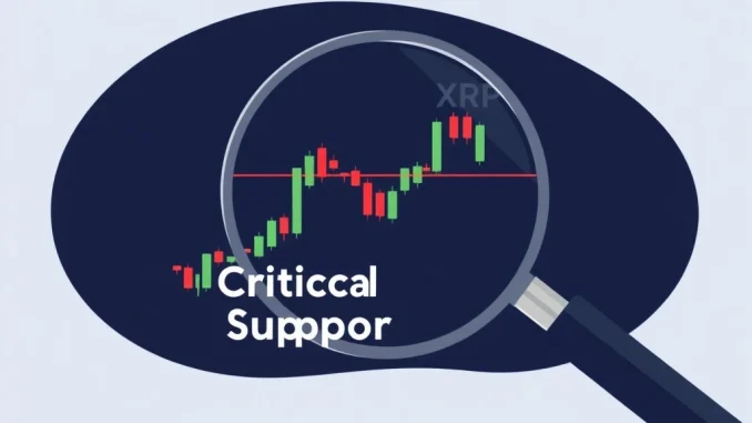 XRP price chart analysis showing megaphone pattern testing critical $1.50 support level in cryptocurrency market.