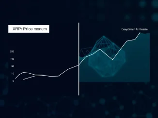 XRP price news analysis chart comparing stalled Ripple momentum to DeepSnitch AI's 165% presale surge.