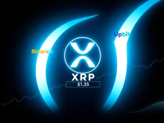 Visualization of the XRP surge showing data flows into Binance and Upbit exchanges.