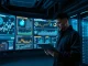Data center control room monitoring blockchain and AI energy infrastructure.