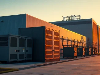 Modern data center with energy storage infrastructure illustrating the AI investment shift to power technology.
