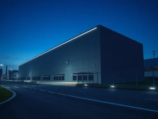 Exterior of AirTrunk's TOK1 AI data center campus in Tokyo following a record $1.24 billion green loan for expansion.